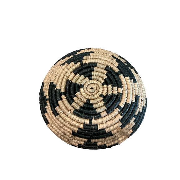 Handmade Seagrass Basket Set Black Tan Star Pattern Boho Rustic Country Africa - Picture 12 of 12